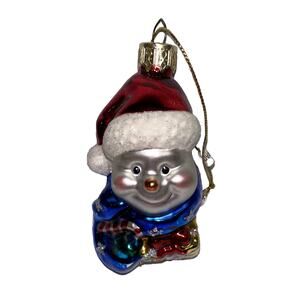 Vintage Designers Studio Hand Crafted Blown Glass Snowman Christmas Ornament